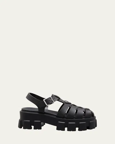PRADA RUBBER LOGO CHUNKY-SOLE FISHERMAN SANDALS
