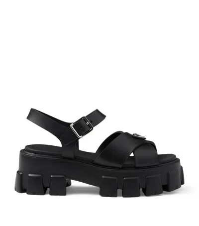 Prada Rubber Monolith Sandals 55 In Black