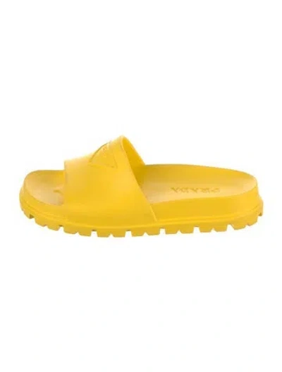 Pre-owned Prada Rubber Mules In Yellow