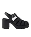 Prada Sandals Buckle Detail Chunky Sole Open Toe In Black