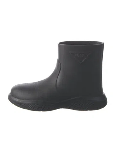 Pre-owned Prada Rubber Rain Boots In Black
