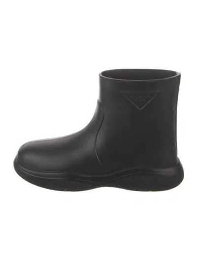 Pre-owned Prada Rubber Rain Boots In Black