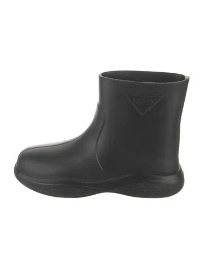 Pre-owned Prada Rubber Rain Boots In Black