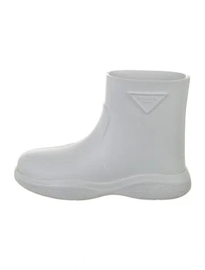 Pre-owned Prada Rubber Rain Boots In White