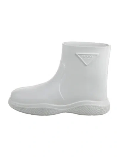 Pre-owned Prada Rubber Rain Boots In White