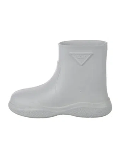 Pre-owned Prada Rubber Rain Boots In White