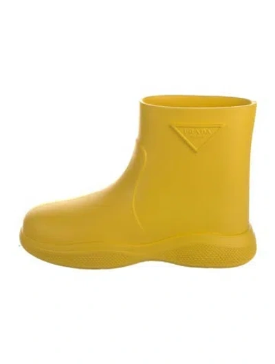 Pre-owned Prada Rubber Rain Boots In Yellow