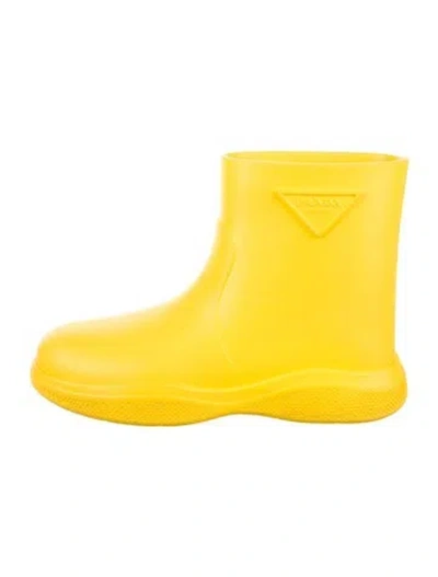Pre-owned Prada Rubber Rain Boots In Yellow