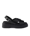 Prada Leather Crossover Platform Sandals 55