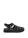 Prada Black Logo Sandals In Black
