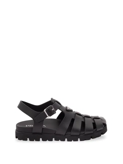 Prada Rubber Sandals In Black
