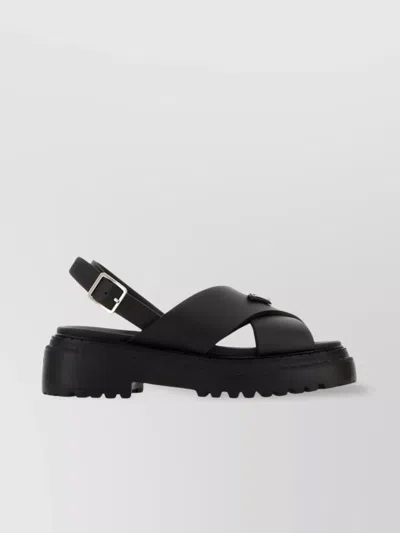 PRADA RUBBER SANDALS WITH BUCKLE DETAIL AND CHUNKY SOLE