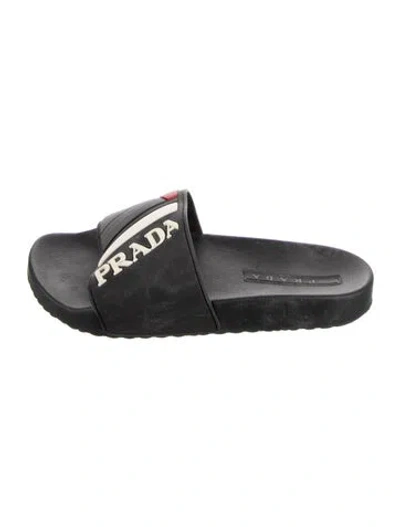 Pre-owned Prada Rubber Slides In Black
