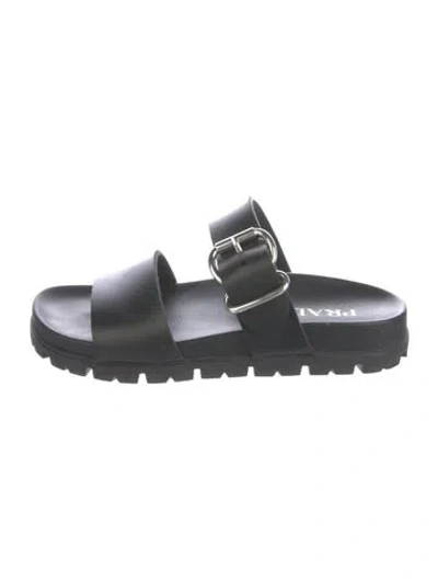 Pre-owned Prada Rubber Slides In Black