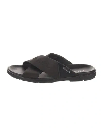 Pre-owned Prada Rubber Slides In Black