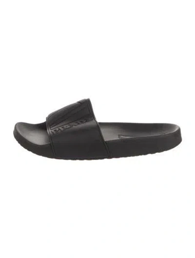 Pre-owned Prada Rubber Slides In Black