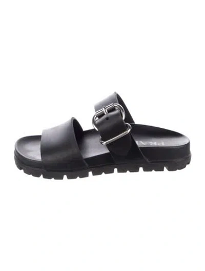 Pre-owned Prada Rubber Slides In Black