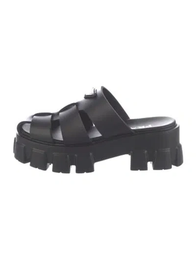 Pre-owned Prada Rubber Slides In Black