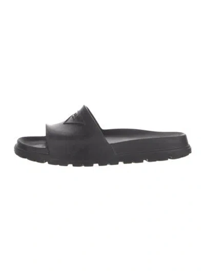 Pre-owned Prada Rubber Slides In Black