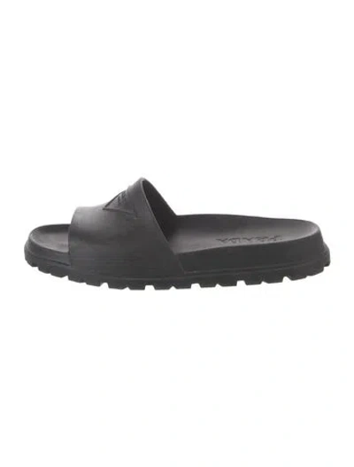 Pre-owned Prada Rubber Slides In Black
