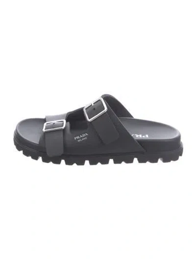 Pre-owned Prada Rubber Slides In Black