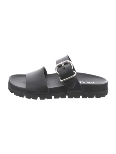 Pre-owned Prada Rubber Slides In Black