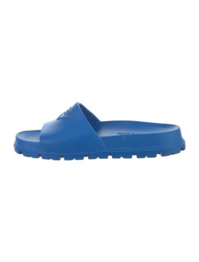 Pre-owned Prada Rubber Slides In Blue