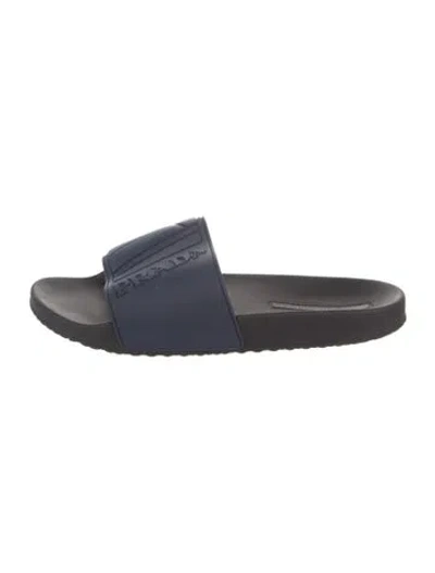 Pre-owned Prada Rubber Slides In Blue