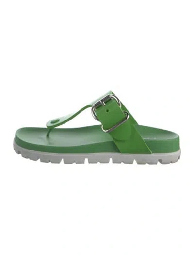 Pre-owned Prada Rubber Slides In Green