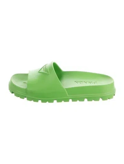 Pre-owned Prada Rubber Slides In Green
