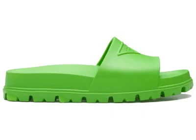Pre-owned Prada Rubber Slides (men's) Sneakers In Apple Green