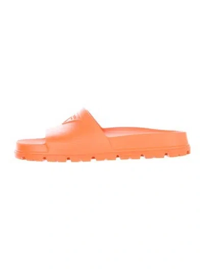 Pre-owned Prada Rubber Slides In Orange