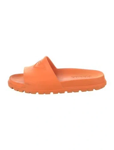 Pre-owned Prada Rubber Slides In Orange
