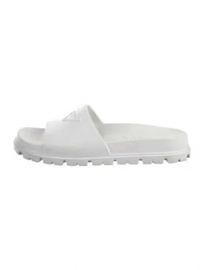 Pre-owned Prada Rubber Slides In White