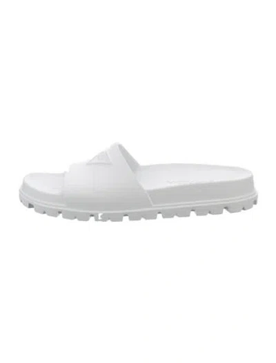 Pre-owned Prada Rubber Slides In White