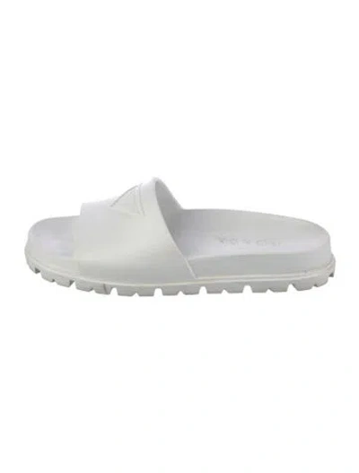Pre-owned Prada Rubber Slides In White