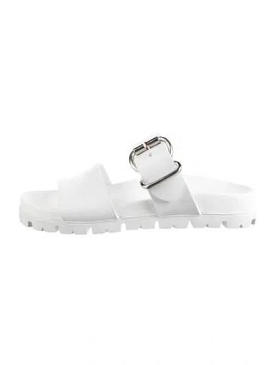 Pre-owned Prada Rubber Slides In White