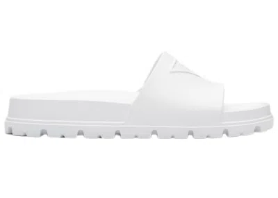 Pre-owned Prada Rubber Slides (women's) Sneakers In White