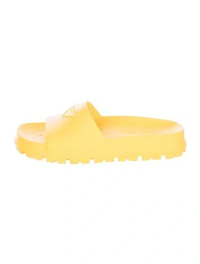 Pre-owned Prada Rubber Slides In Yellow