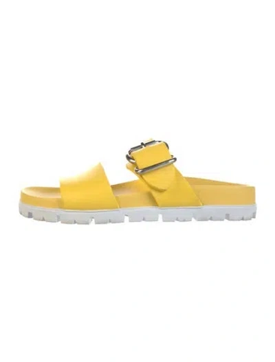 Pre-owned Prada Rubber Slides In Yellow