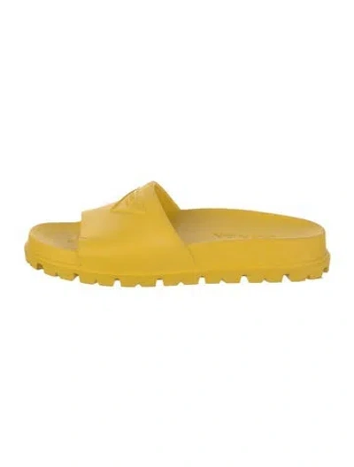 Pre-owned Prada Rubber Slides In Yellow