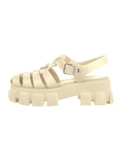 Pre-owned Prada Rubber Slingback Flats In Neutral