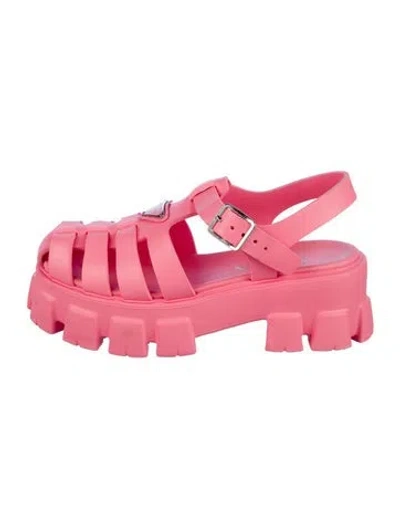 Pre-owned Prada Rubber Slingback Flats In Pink