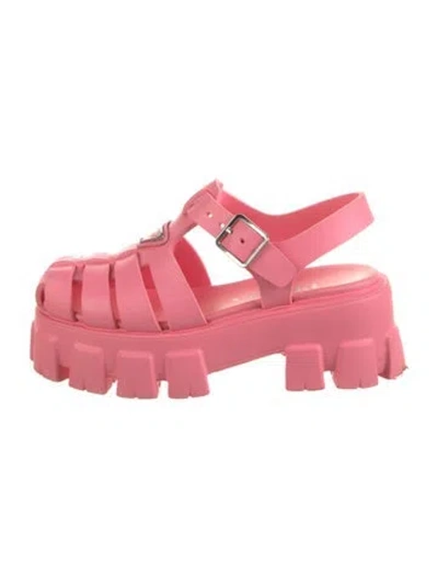 Pre-owned Prada Rubber Slingback Pumps In Pink