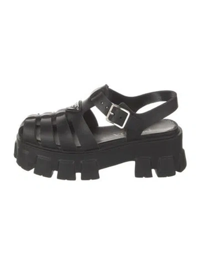 Pre-owned Prada Rubber Slingback Sandals In Black