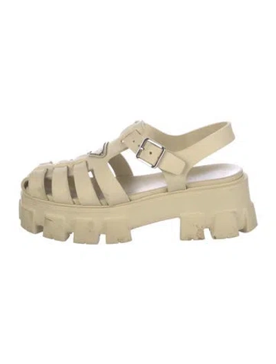 Pre-owned Prada Rubber Slingback Sandals In Neutral