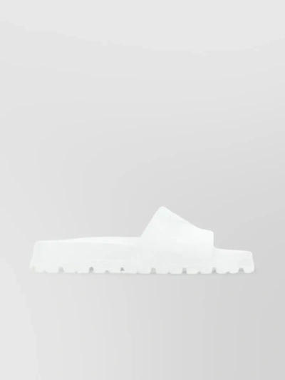 Prada Rubber Slippers With Round Toe And Textured Sole In White