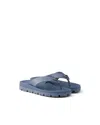 Prada Men's Rubber Thong Sandals In Blue