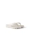 Prada Men's Rubber Thong Sandals In Brown