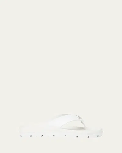 Prada Rubber Thong Slide Sandals In Bianco